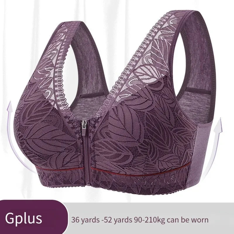 Front Zipper Lace Sports Bra