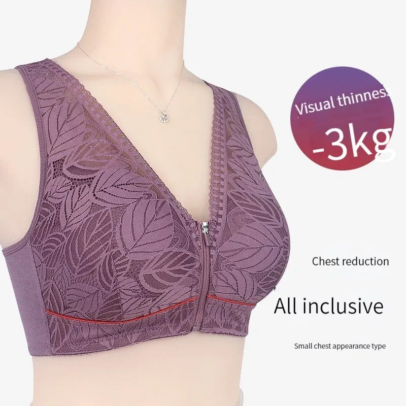 Front Zipper Lace Sports Bra