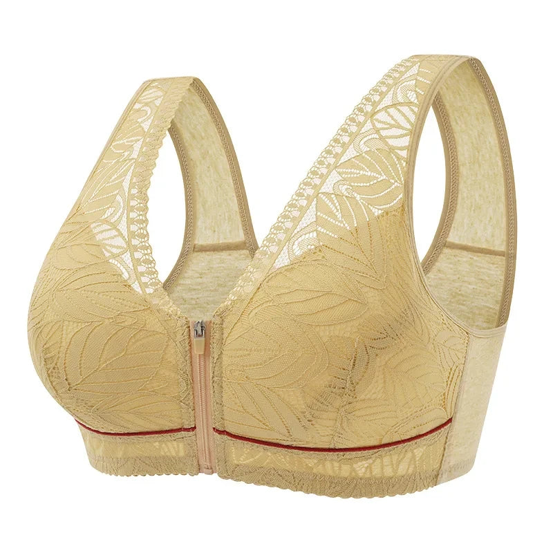 Front Zipper Lace Sports Bra
