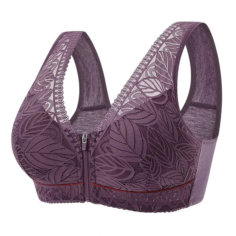 Front Zipper Lace Sports Bra